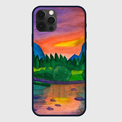 Чехол для iPhone 12 Pro Max Закат на реке, цвет: 3D-черный
