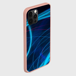 Чехол для iPhone 12 Pro Max Синие абстрактные линии в темноте, цвет: 3D-светло-розовый — фото 2