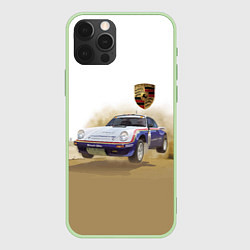 Чехол для iPhone 12 Pro Max Porsche - гонки в пустыне, цвет: 3D-салатовый
