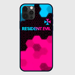 Чехол для iPhone 12 Pro Max Resident Evil - neon gradient: символ сверху, цвет: 3D-черный