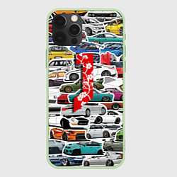 Чехол для iPhone 12 Pro Max JDM автомобили 90х, цвет: 3D-салатовый