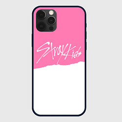 Чехол для iPhone 12 Pro Max Stray Kids pink and white, цвет: 3D-черный