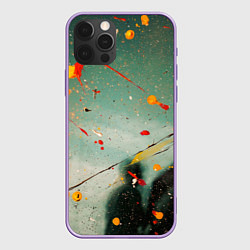 Чехол для iPhone 12 Pro Max Светло-зелёный фон и разные краски, цвет: 3D-сиреневый