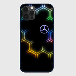 Чехол для iPhone 12 Pro Max Mercedes - neon pattern, цвет: 3D-черный