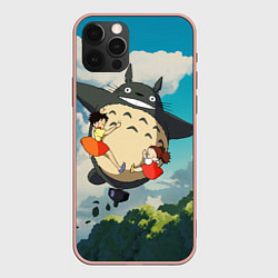 Чехол для iPhone 12 Pro Max Flight Totoro, цвет: 3D-светло-розовый