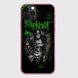 Чехол для iPhone 12 Pro Max Slipknot green, цвет: 3D-малиновый