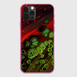 Чехол для iPhone 12 Pro Max Абстрактные красный песок и зелёные камни, цвет: 3D-малиновый