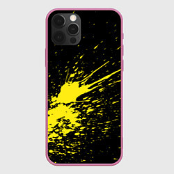 Чехол для iPhone 12 Pro Max Желтые брызги, цвет: 3D-малиновый