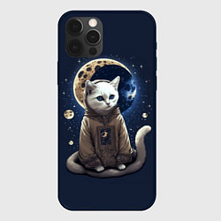 Чехол для iPhone 12 Pro Max Лунный котик, цвет: 3D-черный
