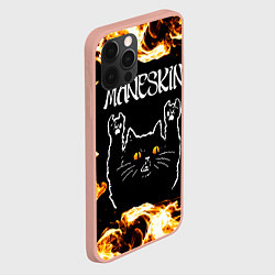 Чехол для iPhone 12 Pro Max Maneskin рок кот и огонь, цвет: 3D-светло-розовый — фото 2