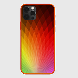 Чехол для iPhone 12 Pro Max Радужные ромбы, цвет: 3D-красный