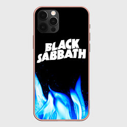 Чехол для iPhone 12 Pro Max Black Sabbath blue fire, цвет: 3D-светло-розовый
