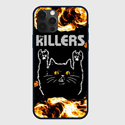 Чехол для iPhone 12 Pro Max The Killers рок кот и огонь, цвет: 3D-черный