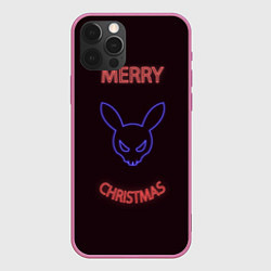 Чехол для iPhone 12 Pro Max Neon christmas bunny, цвет: 3D-малиновый