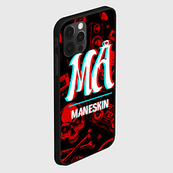 Чехол для iPhone 12 Pro Max Maneskin rock glitch, цвет: 3D-черный — фото 2