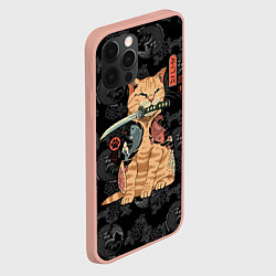 Чехол для iPhone 12 Pro Max Кот самурай - Якудза, цвет: 3D-светло-розовый — фото 2
