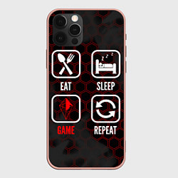 Чехол для iPhone 12 Pro Max Eat, sleep, No Mans Sky, repeat, цвет: 3D-светло-розовый