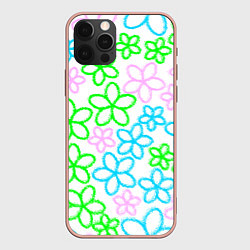 Чехол для iPhone 12 Pro Max Цветочные узоры - паттерн, цвет: 3D-светло-розовый