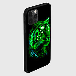 Чехол для iPhone 12 Pro Max Нейросеть: неоновый зелёный тигр, цвет: 3D-черный — фото 2
