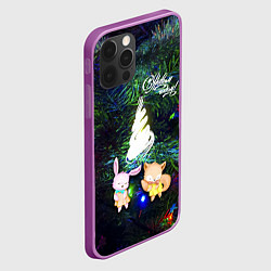 Чехол для iPhone 12 Pro Max Новый год 2023 зайчик и лисёнок возле ёлочки, цвет: 3D-сиреневый — фото 2
