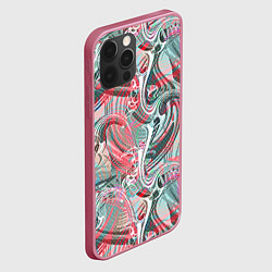 Чехол для iPhone 12 Pro Max Оранжево- бирюзовый абстрактный модный узор, цвет: 3D-малиновый — фото 2