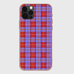 Чехол для iPhone 12 Pro Max Ткань Шотландка красно-синяя, цвет: 3D-светло-розовый