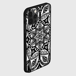 Чехол для iPhone 12 Pro Max Черно-белая мандала, цвет: 3D-черный — фото 2