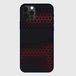 Чехол для iPhone 12 Pro Max Броня из стали красная, цвет: 3D-черный