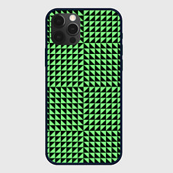 Чехол для iPhone 12 Pro Max Чёрно-зелёная оптическая иллюзия, цвет: 3D-черный