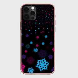 Чехол для iPhone 12 Pro Max Цветные снежинки, цвет: 3D-светло-розовый