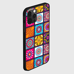 Чехол для iPhone 12 Pro Max Пэчворк - мандалы, цвет: 3D-черный — фото 2