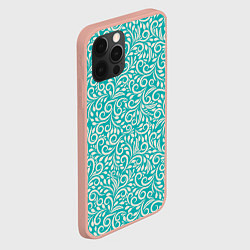 Чехол для iPhone 12 Pro Max Орнаментная роспись на голубом фоне, цвет: 3D-светло-розовый — фото 2