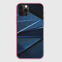 Чехол для iPhone 12 Pro Max Тёмные геометрические линии и фигуры, цвет: 3D-малиновый