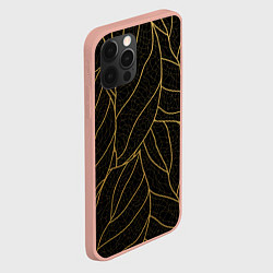 Чехол для iPhone 12 Pro Max Золотые листья градиент, цвет: 3D-светло-розовый — фото 2