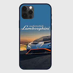 Чехол для iPhone 12 Pro Max Lamborghini Huracan STO - car racing, цвет: 3D-черный