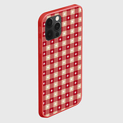 Чехол для iPhone 12 Pro Max Белые звезды на бежево-красной клетке, цвет: 3D-красный — фото 2