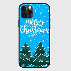 Чехол для iPhone 12 Pro Max Merry christmas - Ёлочки, цвет: 3D-черный