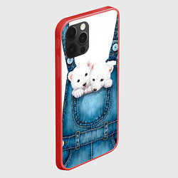 Чехол для iPhone 12 Pro Max Медвежата в кармашке, цвет: 3D-красный — фото 2