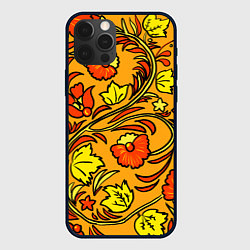 Чехол для iPhone 12 Pro Max Хохлома золотой фон, цвет: 3D-черный