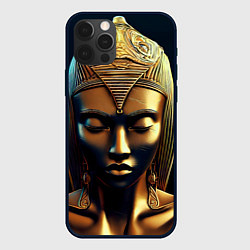 Чехол для iPhone 12 Pro Max Нейросеть - золотая статуя египетской царицы, цвет: 3D-черный