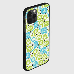 Чехол для iPhone 12 Pro Max Геймпад, велосипед и смайл в пузыре, цвет: 3D-черный — фото 2