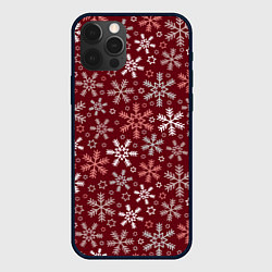 Чехол для iPhone 12 Pro Max Новогодний узор из снежинок, цвет: 3D-черный