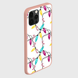 Чехол для iPhone 12 Pro Max Новогодняя гирлянда белая, цвет: 3D-светло-розовый — фото 2