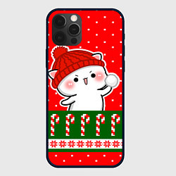 Чехол для iPhone 12 Pro Max Белый котик - играет в снежки, цвет: 3D-черный