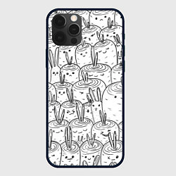 Чехол для iPhone 12 Pro Max Раскраска кролики в морковном поле, цвет: 3D-черный