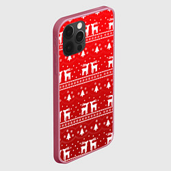 Чехол для iPhone 12 Pro Max Новогодний орнамент с оленями, цвет: 3D-малиновый — фото 2