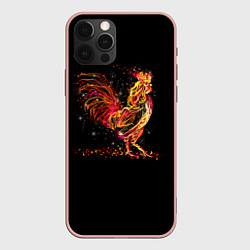 Чехол для iPhone 12 Pro Max Огненный петух, цвет: 3D-светло-розовый