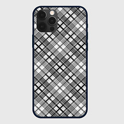 Чехол для iPhone 12 Pro Max Черно белый узор в косую клетку, цвет: 3D-черный