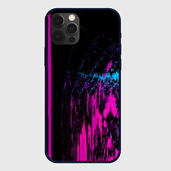 Чехол для iPhone 12 Pro Max Фиолетовые линии и нейроны, цвет: 3D-черный