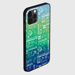 Чехол для iPhone 12 Pro Max Майнкрафт символы на потертом фоне, цвет: 3D-черный — фото 2